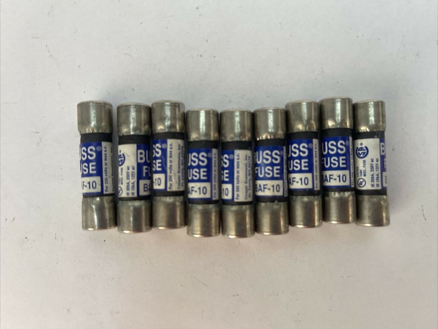 BUSSMANN BAF-10 FUSE 10AMP 250VAC (LOT OF 9)