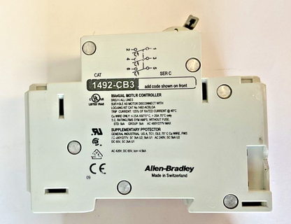 ALLEN BRADLEY 1492-CB3H040 CIRCUIT BREAKER 4A 2HP SER.C ***LOTOF2***