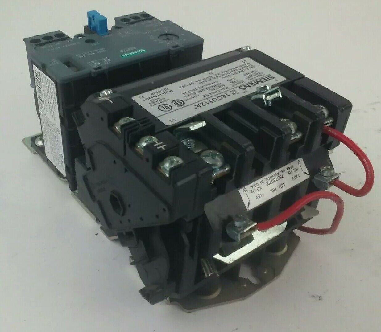 SIEMENS 14CU+12A STARTER SIZE 0 3PH 600V 18A 2HP 120V COIL 14CU12A W/ 48ATD1S00