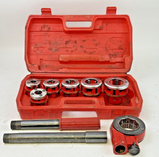 RATCHETING PIPE THREADER TOOL KIT - NPT type 62 W/ HANDLE, FIVE DIES, HARD CASE