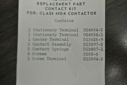 FURNAS / SIEMENS 4079Z3 CONTACT KIT for CLASS 44DA CONTACTOR / NEW SURPLUS