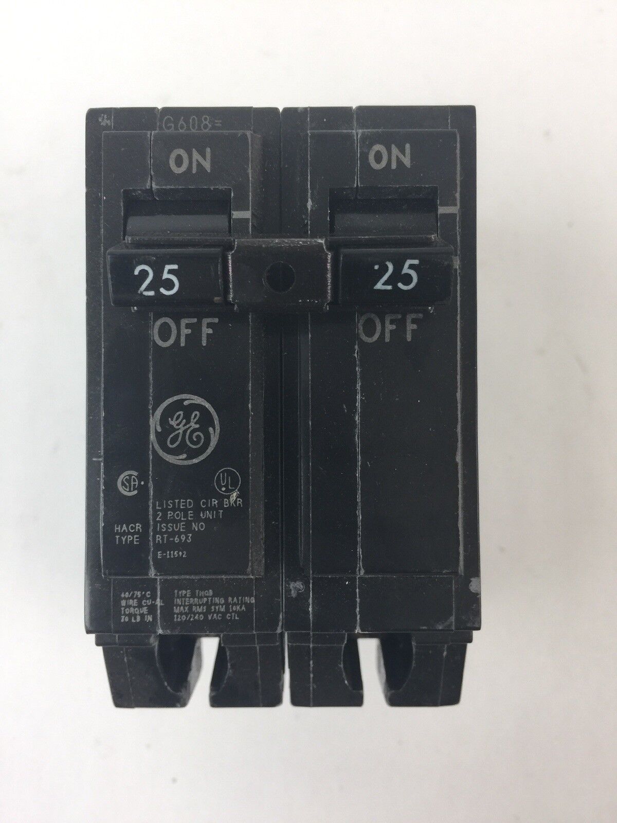 GE THQB22025 CIRCUIT BREAKER 120/240 VAC 25A