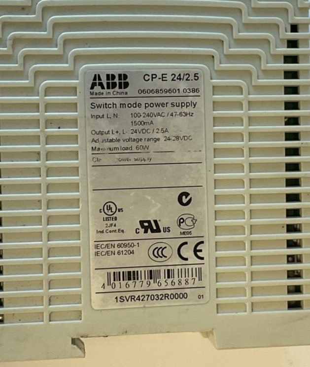 ABB CP-E 24/2.5 POWER SUPPLY SWITCHING MODE 24VDC 2.5A