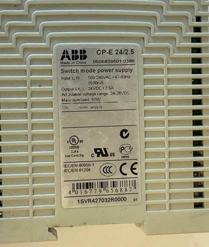 ABB CP-E 24/2.5 POWER SUPPLY SWITCHING MODE 24VDC 2.5A