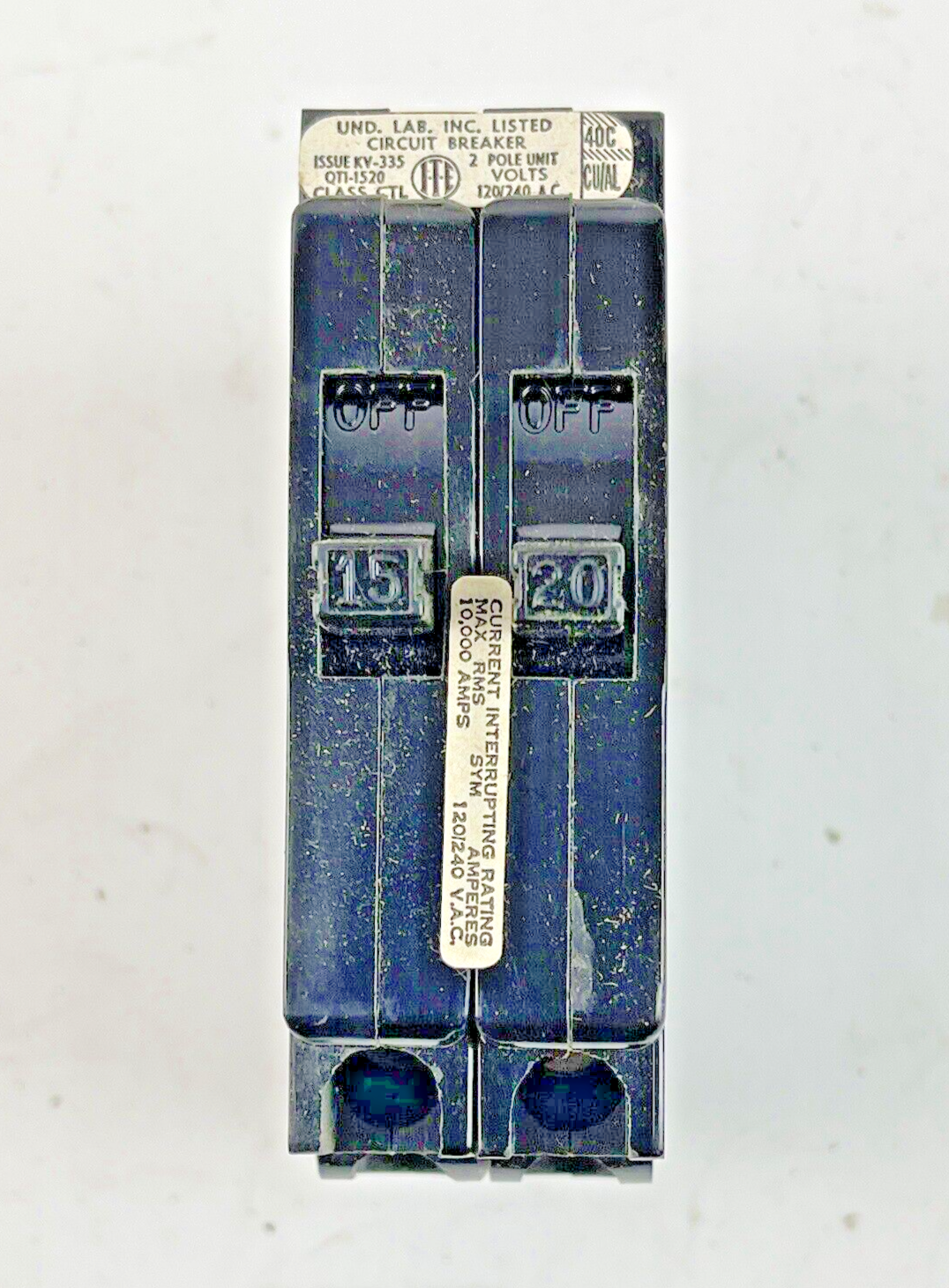 ITE *BOX OF 6* - QT1-1520 -DUAL UNIT CIRCUIT BREAKERS -15-20A/1 POLE/240 VAC-NEW