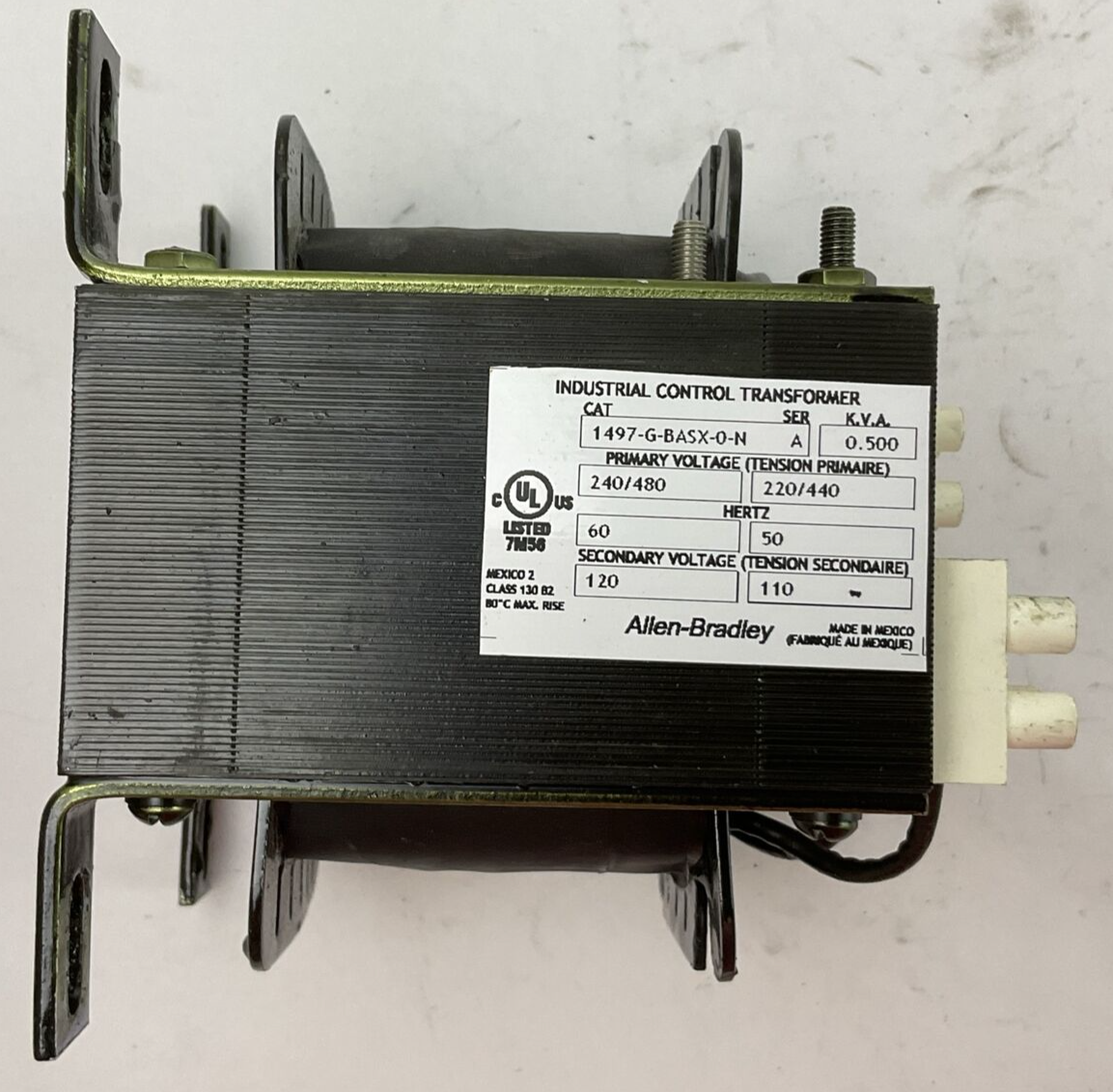 ALLEN BRADLEY 1497-G-BASX-0-N SER A TRANSFORMER 0.500KVA PRIMARY VOLTAGE 240/480