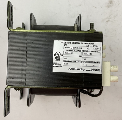 ALLEN BRADLEY 1497-G-BASX-0-N SER A TRANSFORMER 0.500KVA PRIMARY VOLTAGE 240/480