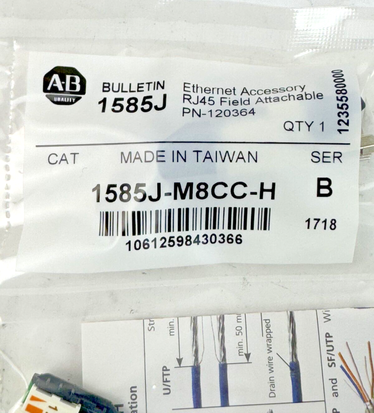 ALLEN-BRADLEY - 1585J-M8CC-H SER. B - ETHERNET ACCESSORY - RJ45 FIELD ATTACHABLE