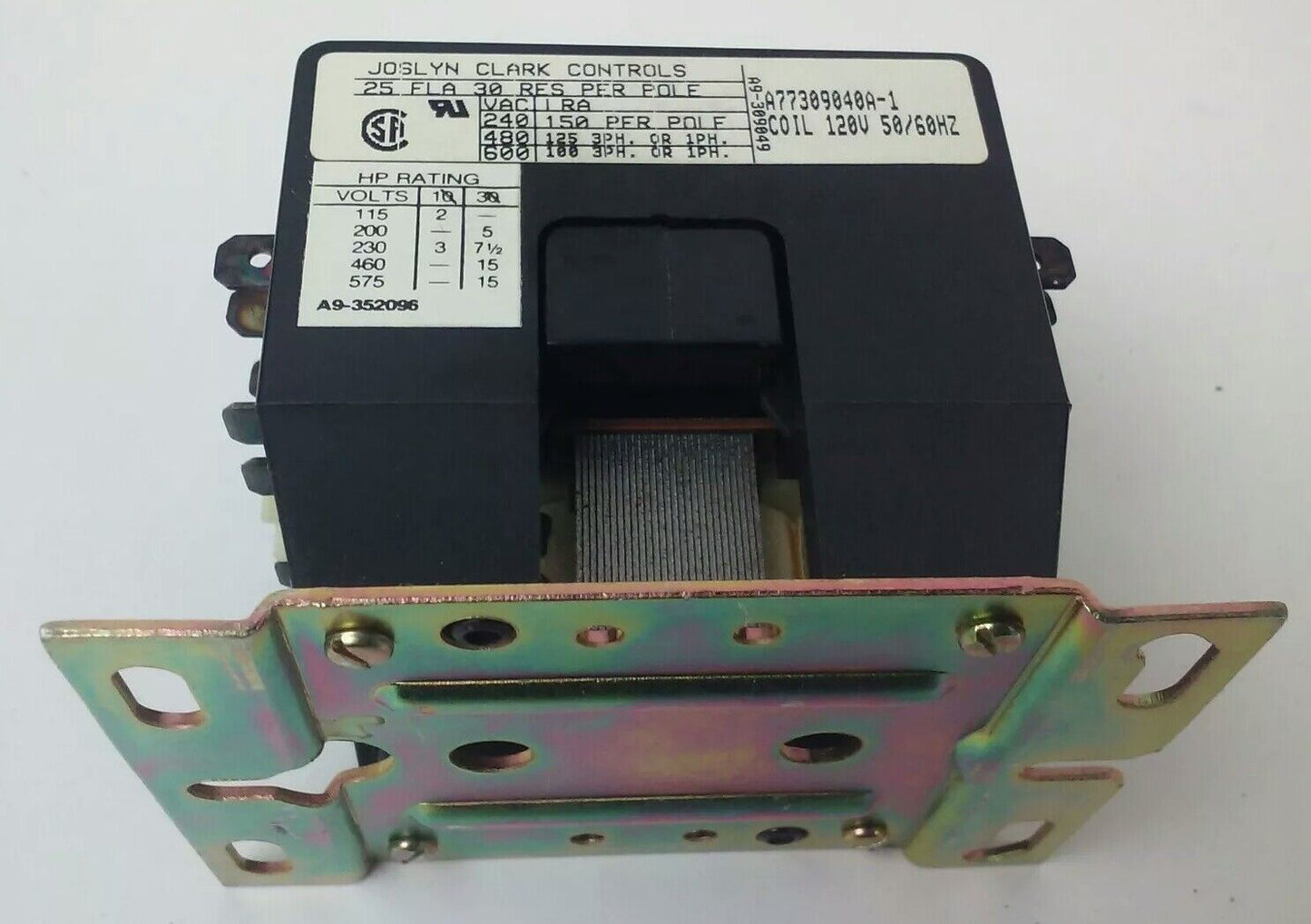 JOSLYN CLARK DP3C253-120 DEFINITE PURPOSE CONTACTOR 3P 25A FLA 30A RES 120V COIL