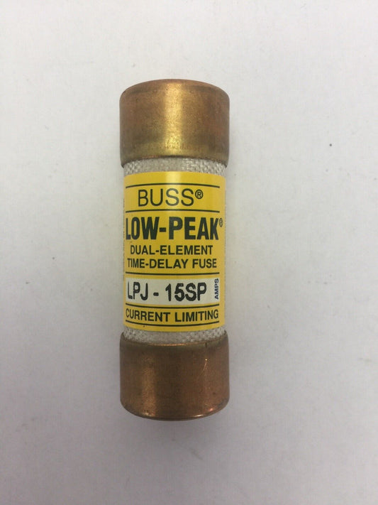 BUSS LPJ-15SP LOW-PEAK DUAL-ELEMENT TIME-DELAY FUSE 15A 600VAC/300VDC (LOT OF 4)