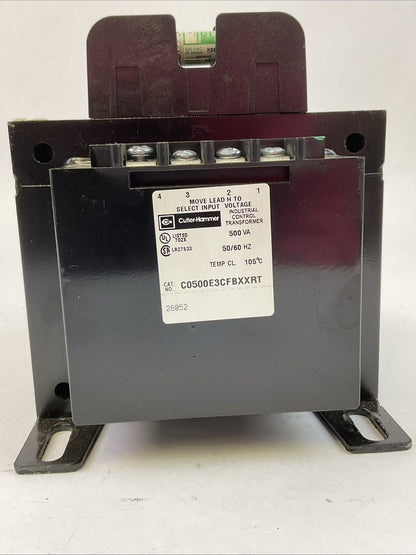 CUTLER HAMMER C0500E3CFBXXRT TRANSFORMER 500VA 50/60HZ FNQ-R-4 4AMP FUSES