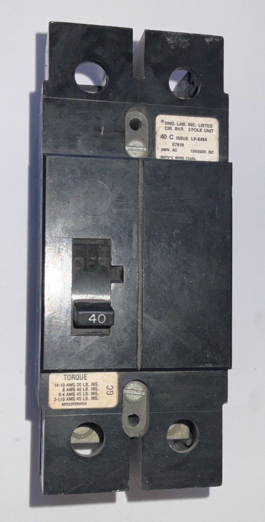 WESTINGHOUSE GC2040 CIRCUIT BREAKER 240VAC 40A 2POLE