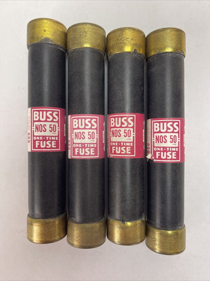 BUSS NOS50 ONE-TIME FUSE 50AMP 600VAC (LOT OF 4)