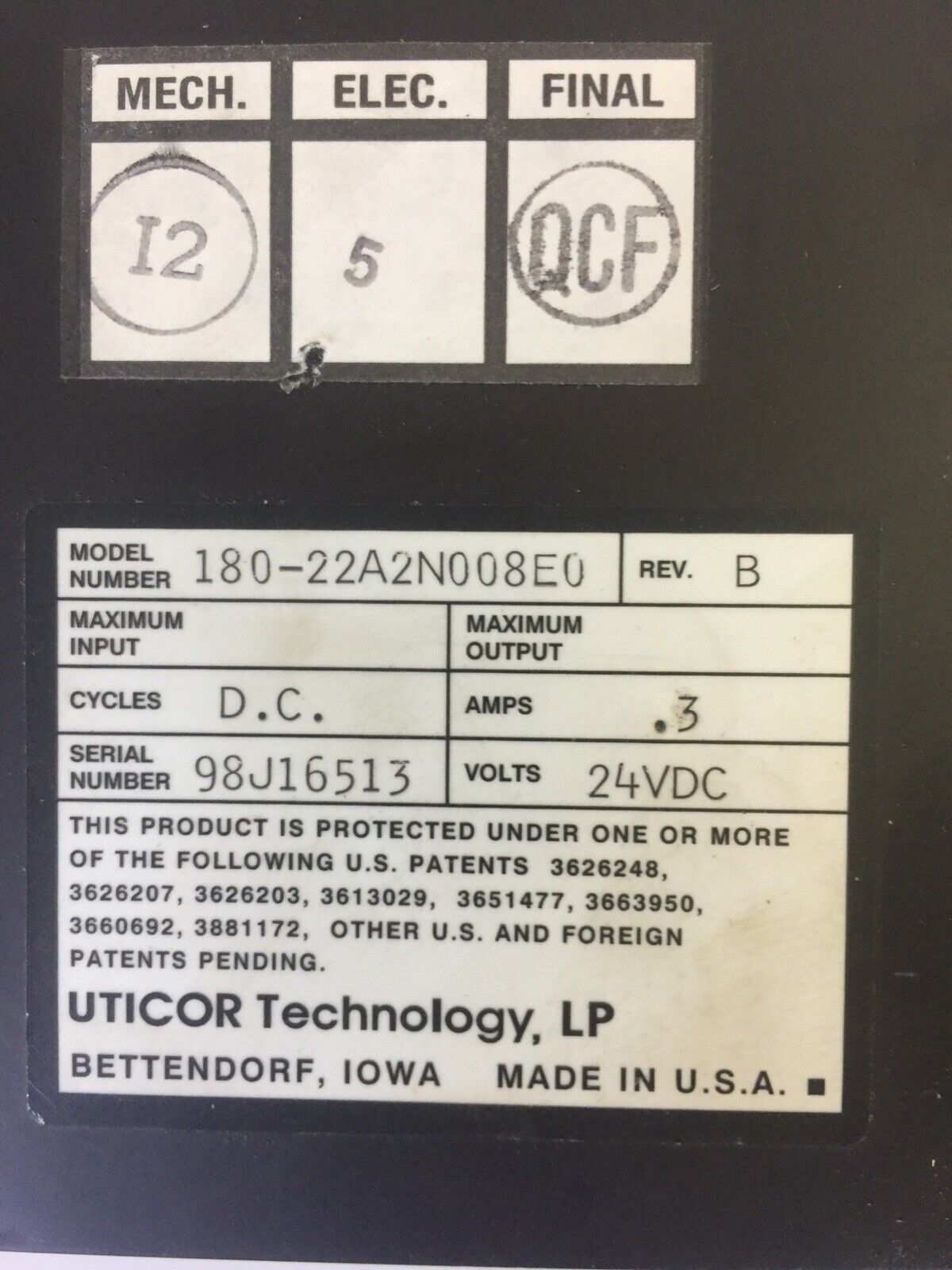 UTICOR180-22A2N008E0 PMD 180 PROGRAMMABLE DISPLAY REV B 24VDC 0.3A