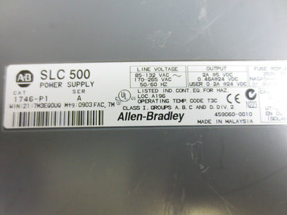 ALLEN-BRADLEY 1746-P1 Ser. A SLC500 POWER SUPPLY