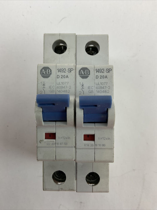 ALLEN BRADLEY 1492-SPM1D200 PROTECTOR 277VAC 48VDC SER D 20A (LOT OF 2)