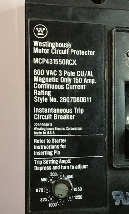WESTINGHOUSE MCP431550RCX CIRCUIT BREAKER 150A 600VAC 3POLE