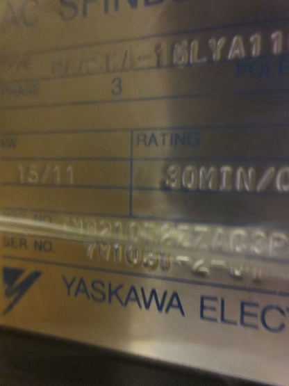 YASKAWA UAASKA-15LYA110E AC SPINDLE SERVO MOTOR, M5, 15.0KW, 400V - NEW in CRATE