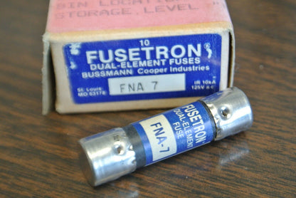 BOX of 10 / BUSS FNA7 FUSETRON FUSE / 7A / 125V / NEW SURPLUS / FNA-7