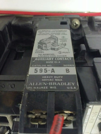 ALLEN BRADLEY 509-AOB, SER. B, STARTER, 200-208V COIL CONTACTS PERFECT CONDITION