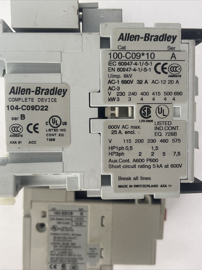 ALLEN BRADLEY REVERSING STARTER 104-C09D22 600VAC 25A COIL 120V 60HZ 193-EECB