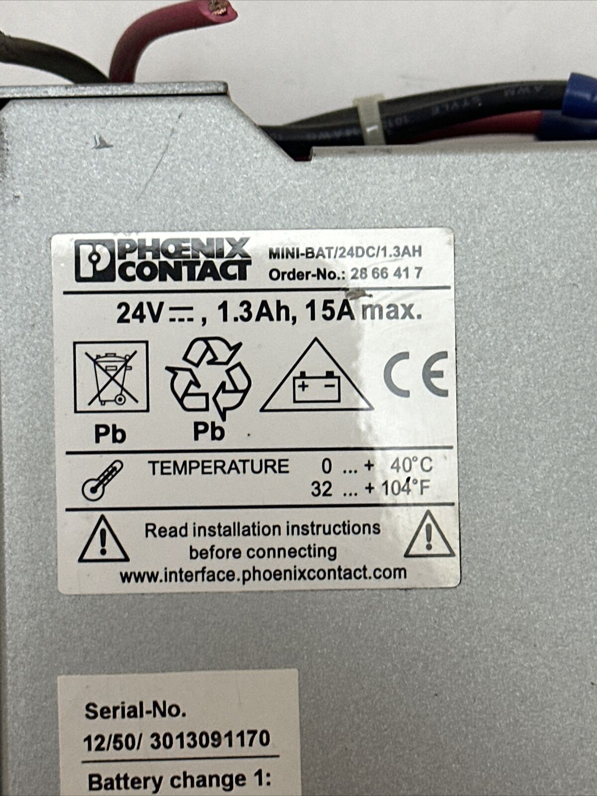 PHOENIX CONTACTS MINI-BAT/24DC/1.3AH MINI BATTERY 24VDC 1.3Ah 15A