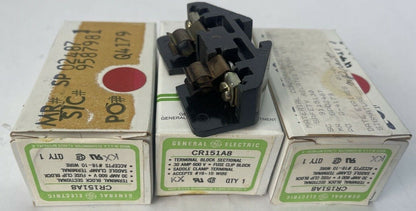 GE CR151A8 TERMINAL BLOCK 30AMP 600V FUSE CLIP BLOCK (LOT OF 3)