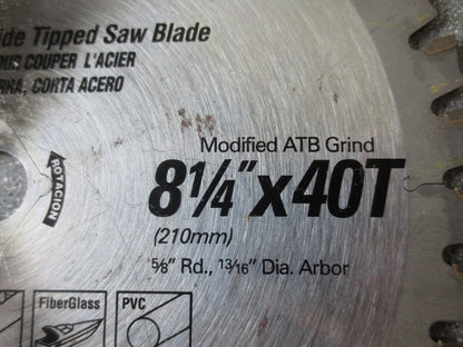 DML 72806 STEEL PRO 40T 8-1/4" CARBIDE TIPPED CIRC SAW BLADE ATB - NEW SURPLUS