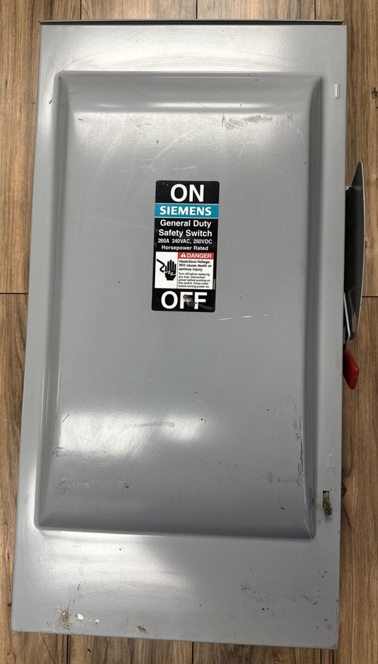 SIEMENS GF324NR TYPE VB II 200A 240VAC 3PH 60HP 240VDC 40HP TYPE 3R FUSIBLE