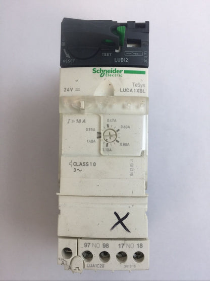 SCHNEIDER LUB12 MOTOR STARTER 600VAC 12A 10HP LUCA1XBL CONTROL UNIT 24VDC