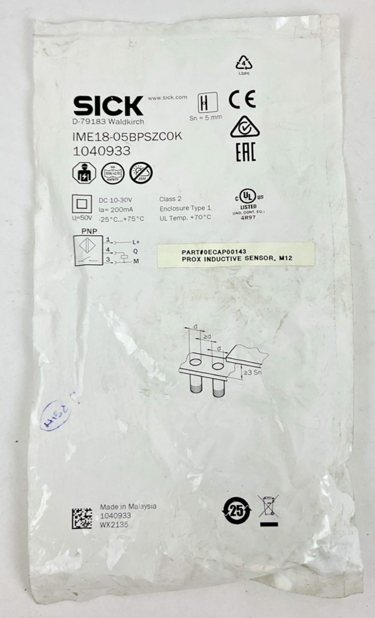 SICK IME18-05BPSZCOK PROXIMITY SENSOR 30-VDC CLASS2 200MA