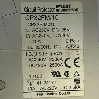 FUJI CP32FM/10 CIRCUIT PROTECTOR 10A 50/60HZ & CP32FM/5W CIR. PROTECTOR 5A