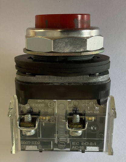 ALLEN BRADLEY 800T-B PUSHBUTTON RED SER.T W/800T-XD2