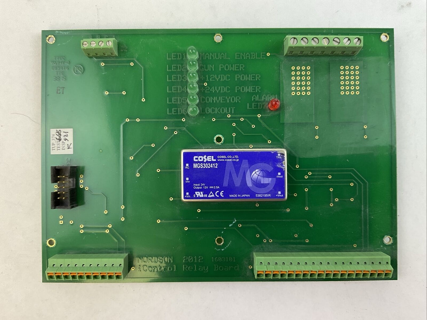 NORDSON 2012 1603101 iCONTROL RELAY BOARD E85416 1605755 REV 01 CX15M00005