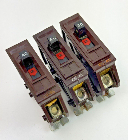 WADSWORTH **LOT OF 3** A40 - CIRCUIT BREAKER - 1 POLE, 120/240 VAC, 40 A