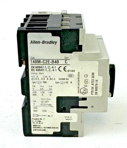 ALLEN-BRADLEY - 140M-C2E-B40 SER. C - MOTOR PROTECTOR + 140M-C-A SER. A AUX. CON