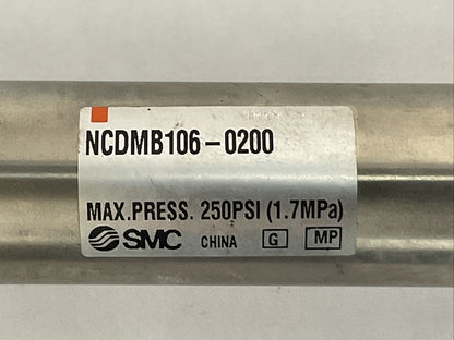 SMC NCDMB106-0200 CYLINDER MAX PRESS 250PSI (1.7MPa)