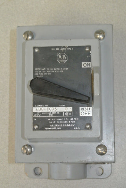 ALLEN-BRADLEY 600-TCX5 MANUAL STARTING SWITCH