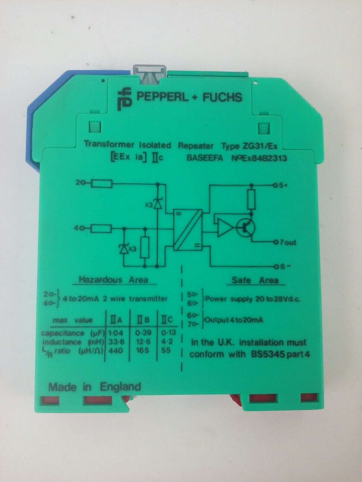PEPPERL + FUCHS SOLENOID DRIVER ZG31/EX EX84B2313 TRANSFORMER ISOLATED REPEATER