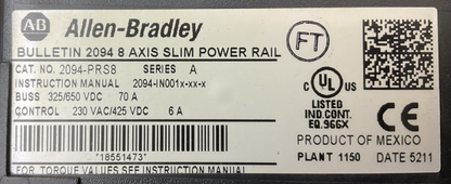 ALLEN BRADLEY 2094-PRS38 SERIES A 8 AXIS SLIM POWER RAIL