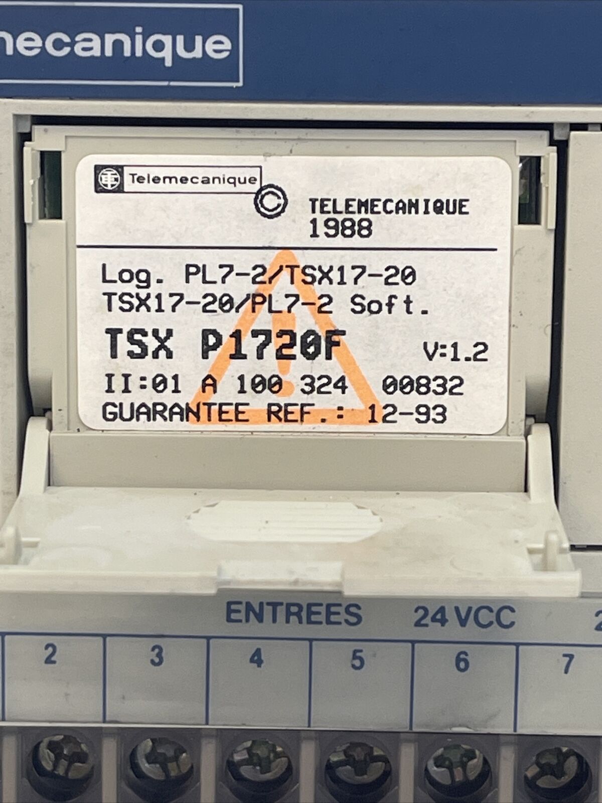 TELEMECANIQUE TSX17 24012 PROGRAMMABLE CONTROLLER WITH TSX P1720F V:1.2 SOFTWARE