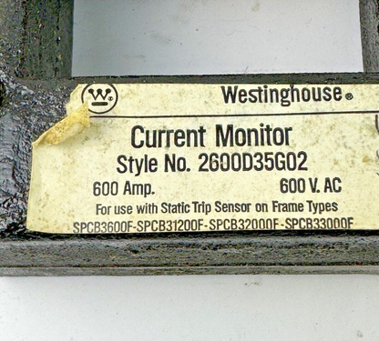WESTINGHOUSE - 2600D35G02 - MONITOR FOR TYPE SPCB 600 - 600 A/ 600VAC