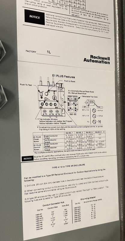 ALLEN BRADLEY 512-BFB-A2G-1-4LG-6GPC-901 COMBINATION STARTER 480V SER.1 REV.65