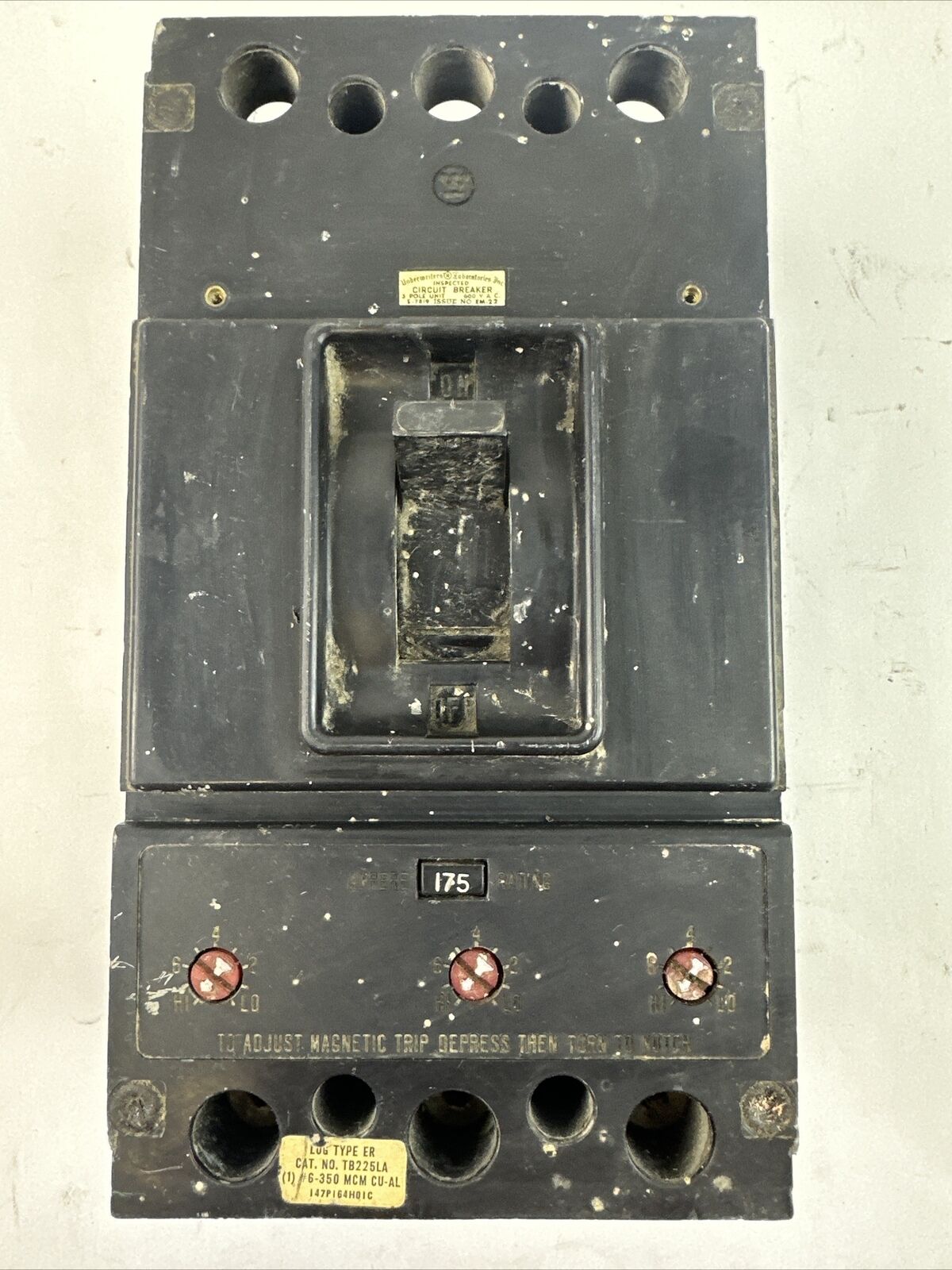 ITE JA3175X CIRCUIT BREAKER 175A 3POLE 600VAC