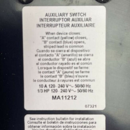 SQUARE D MAL365001212 CIRCUIT BREAKER 600VAC 250VDC 500A 3P MA11212 AUX SWITCH