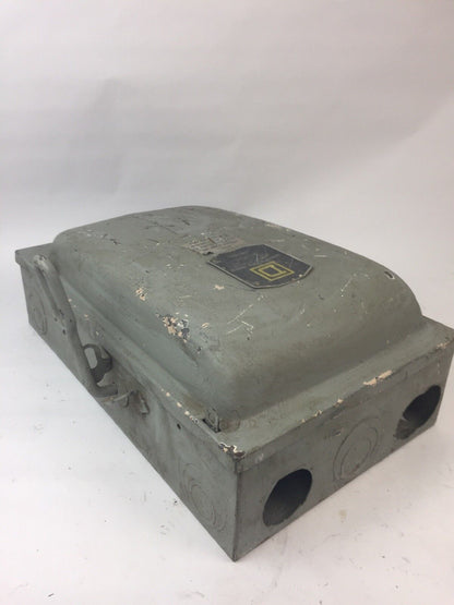 SQUARE D D-96354 FUSIBLE DISCONNECT SWITCH 200 AMP 240 VAC 3PH