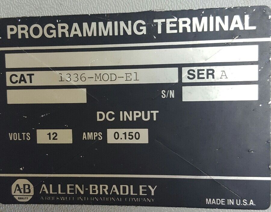 ALLEN BRADLEY 1336-MOD-E1 PROGRAMMING TERMINAL SER A 12V