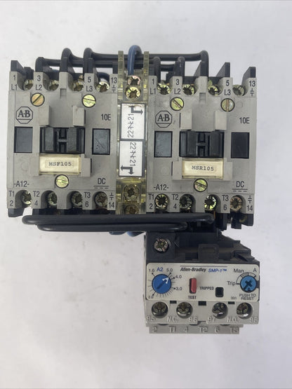 ALLEN BRADLEY 104-A12NZ243 SER A REVERSING STARTER 12AMP 600VAC 10HP COIL 24VDC