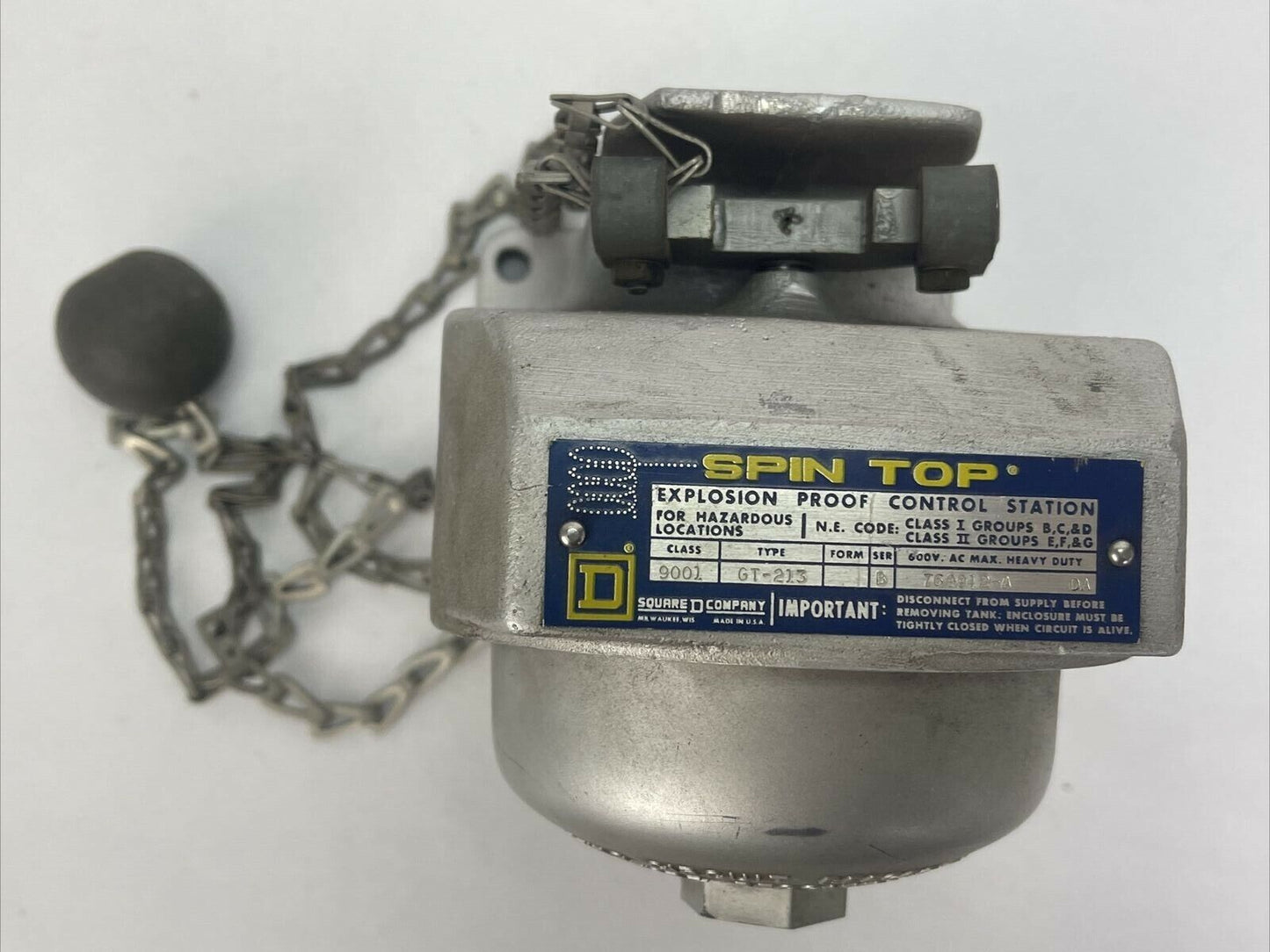 SQUARE D CLASS 9001 TYPE GT-213 SPIN TOP EXPLOSION PROOF CONTROL STATION 600VAC