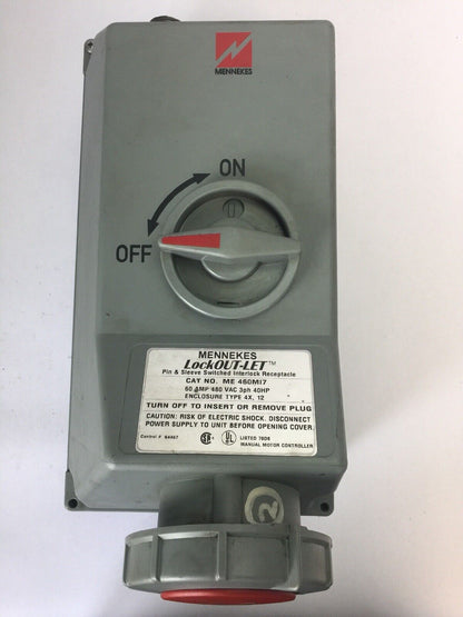 MENNEKES ME 460M17 LOCK OUT-LET PIN & SLEEVE SWITCHED INTERLOCK RECEPTACLE 60AMP